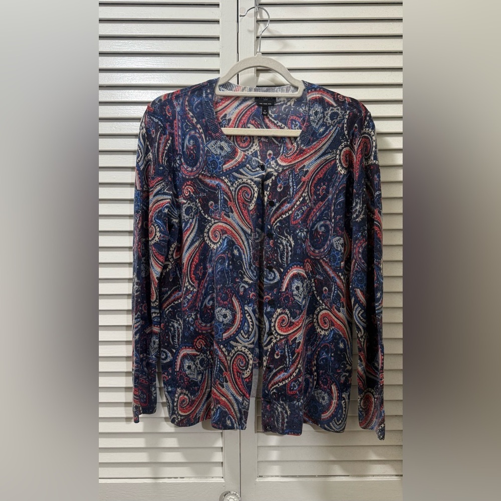 Talbots 100% Merino Wool Paisley Cardigan